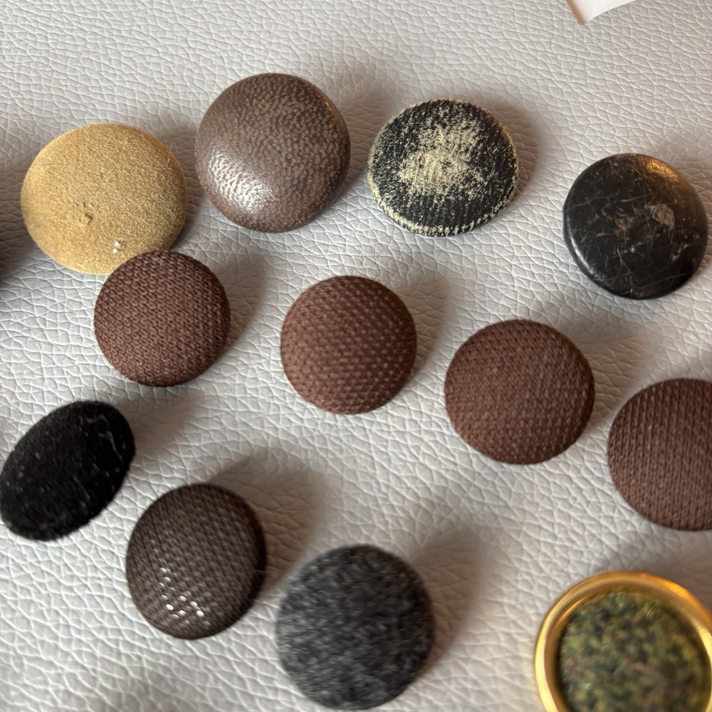Vintage Fabric Covered Button Lot 1930s–50s Wool Tweed Satin & Thread Wrapped - Picture 6 of 16